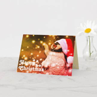 Funny Happy Santa Penguin&Merry Christmas Unique   Card