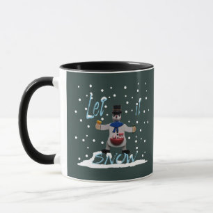 funny happy smiling snowman mug