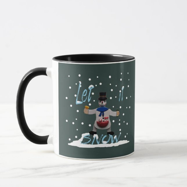 funny happy smiling snowman mug (Left)