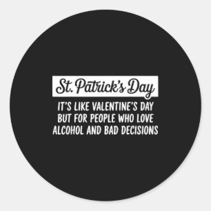 Funny Happy St Patricks Day Irish Shamrock Lucky M Classic Round Sticker