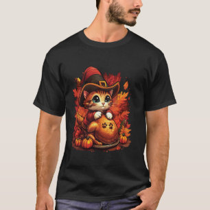 Funny Happy Thanksgiving fall Turkey for Cat lover T-Shirt