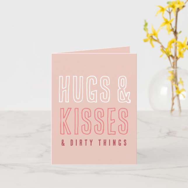 Funny Happy Valentine Hugs & Kisses & Dirty Things Card (Yellow Flower)