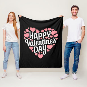 Funny Happy Valentines Day Heart Love Valentine Fleece Blanket