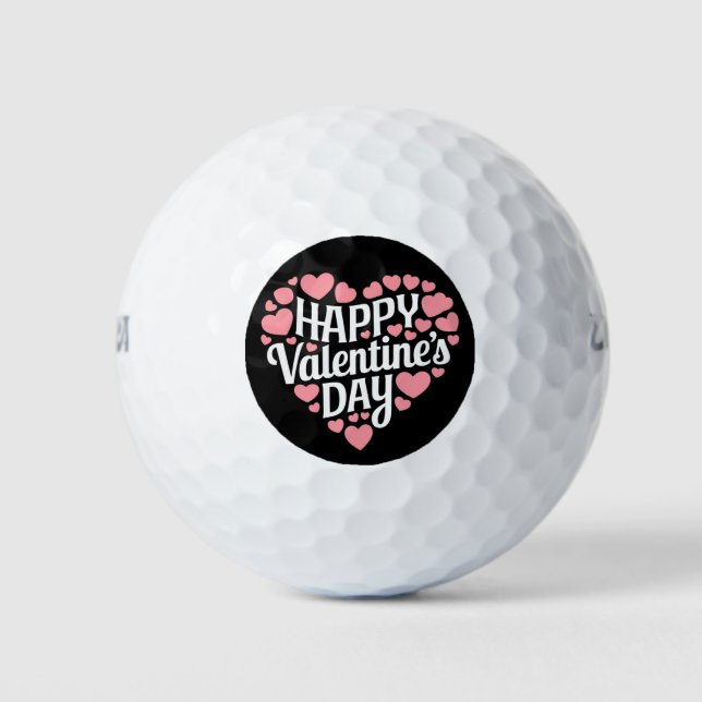 Funny Happy Valentines Day Heart Love Valentine  Golf Balls (Front)