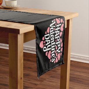 Funny Happy Valentines Day Heart Love Valentine  Short Table Runner