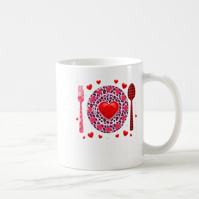 Funny Happy Valentines Day Lunch Lady Leopard Hea  Coffee Mug (Right)