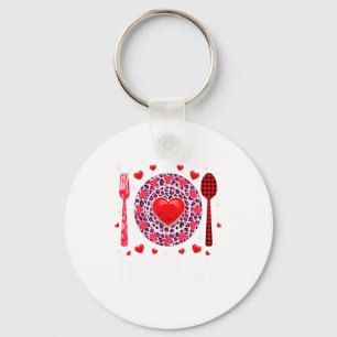 Funny Happy Valentines Day Lunch Lady Leopard Hea  Keychain