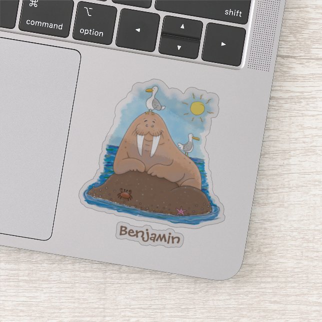 Funny happy walrus cartoon illustration (Detail)