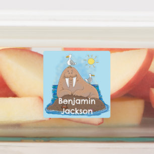 Funny happy walrus cartoon personalized