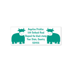 Funny happy yak eating grass cartoon illustration self-inking stamp
