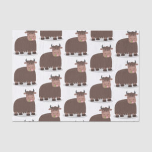 Funny happy yak eating grass cartoon illustration tissue paper