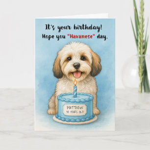 Funny Havanese Dog Birthday with Custom Name Age Card