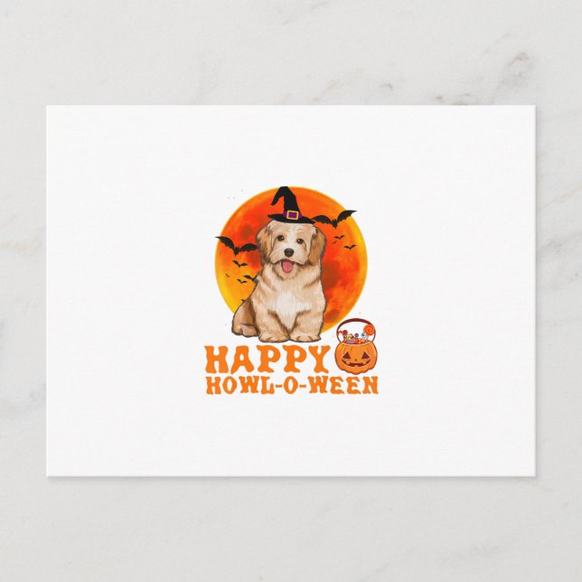 Funny Havanese Dog Halloween Happy Postcard (Front)