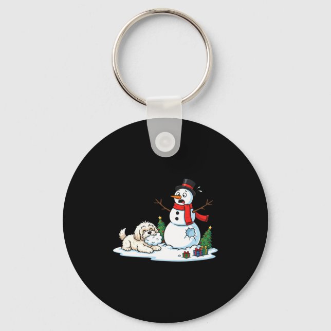 Funny Havanese Snowman Christmas Tree Xmas Womens  Keychain (Front)
