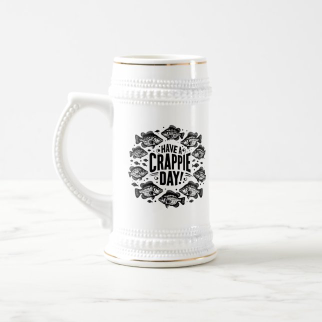 Funny Have a Crappie Day Fishing Beer Stein (Left)