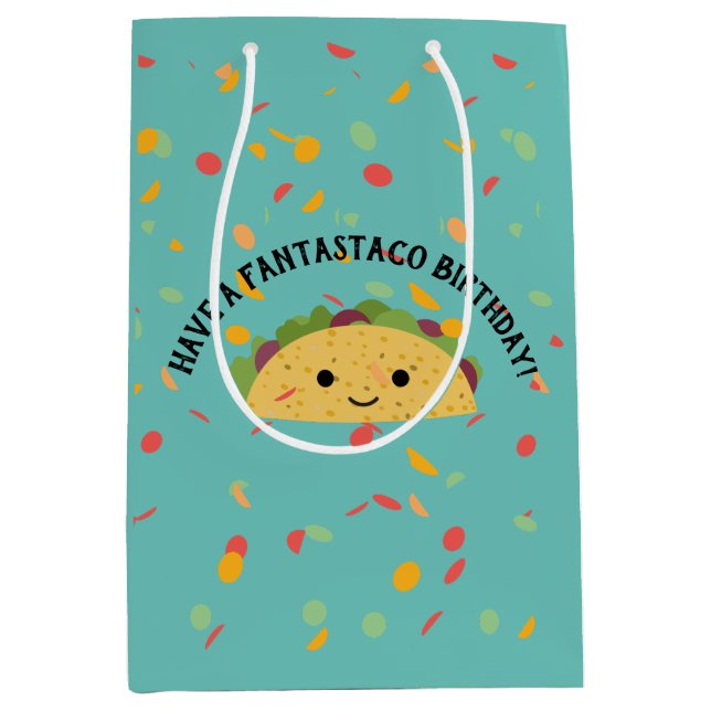 Funny Have a Fantastaco Birthday Cute Kawaii Taco Medium Gift Bag (Front)
