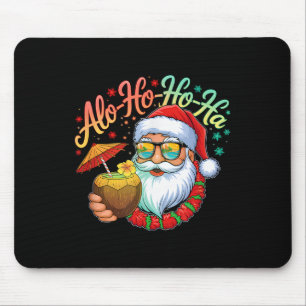 Funny Hawaiian Alo-ho-ho-ha Santa Surfing Christma Mouse Pad