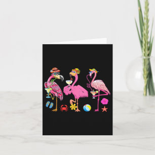 Funny Hawaiian Flamingos Drinking Tail Christmas I Card