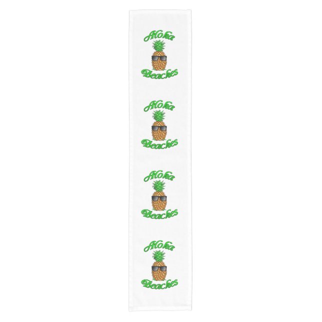 Funny Hawaiian Pineapple Aloha Beaches Short Table Runner (Front)