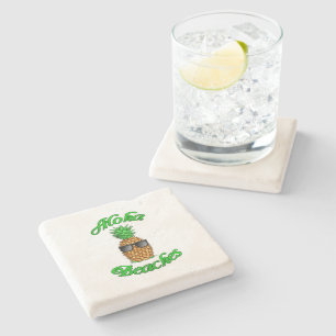 Funny Hawaiian Pineapple Aloha Beaches Stone Coaster