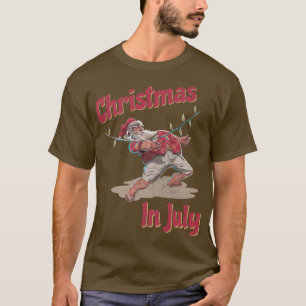 Funny Hawaiian Santa Limbo Merry Christmas In July T-Shirt