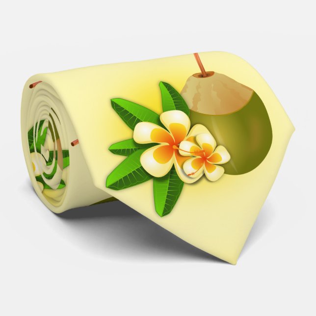 Funny hawaiian tropical coconut milk. yellow tie (Rolled)