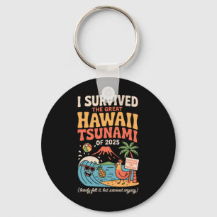 Funny Hawaiian Vacation I Survived Hawaii Tsunami Keychain