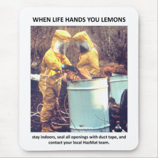 Funny Hazmat Biohazard Safety Advice Mouse Pad