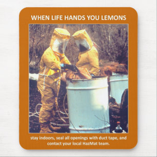 Funny Hazmat Biohazard Safety Advice Mouse Pad