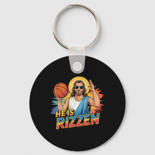 Funny He Is Rizzen Jesus Shirt Basketball Boys Kid Keychain