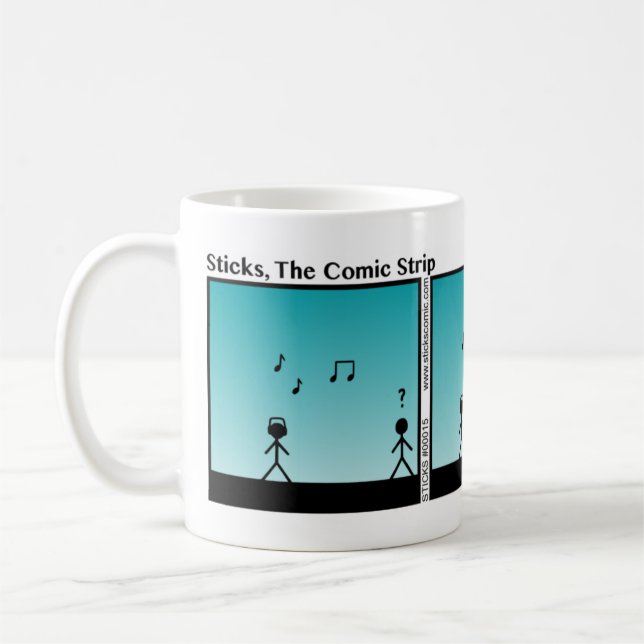 Funny Headphones Stickman Mug - 015 (Left)