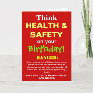 Funny Health and Safety Birthday Joke Card