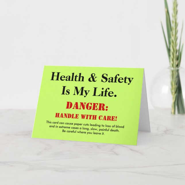 Funny Health and Safety Sign Joke Customisable Card (Front)