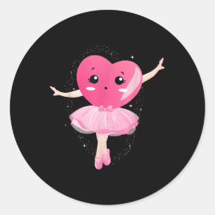 Funny Heart Ballet Dancing Happy Valentines Day Ba Classic Round Sticker