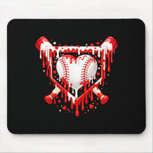 Funny Heart Baseball Drip Ice Cream Valentines Day Mouse Pad
