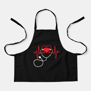 Funny Heart Beats Nurse Nursing Medical Apron