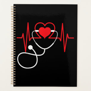Funny Heart Beats Nurse Nursing Medical Planner