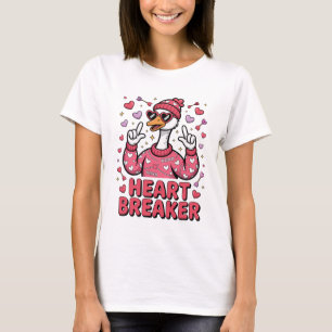 Funny Heart Breaker Valentine Goose Pink Sweater