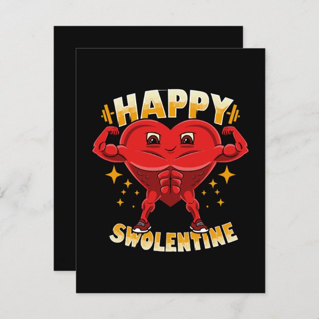  Funny Heart Gym Workout Valentine Gift Card (Front/Back)