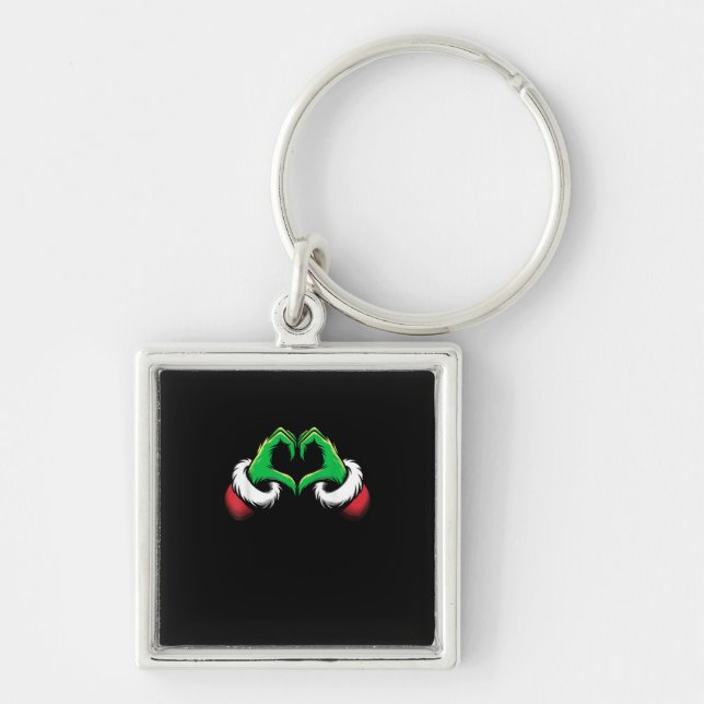 Funny Heart Hands Christmas Keychain (Front)