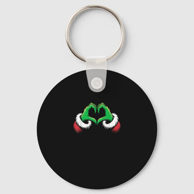 Funny Heart Hands Christmas Keychain (Front)