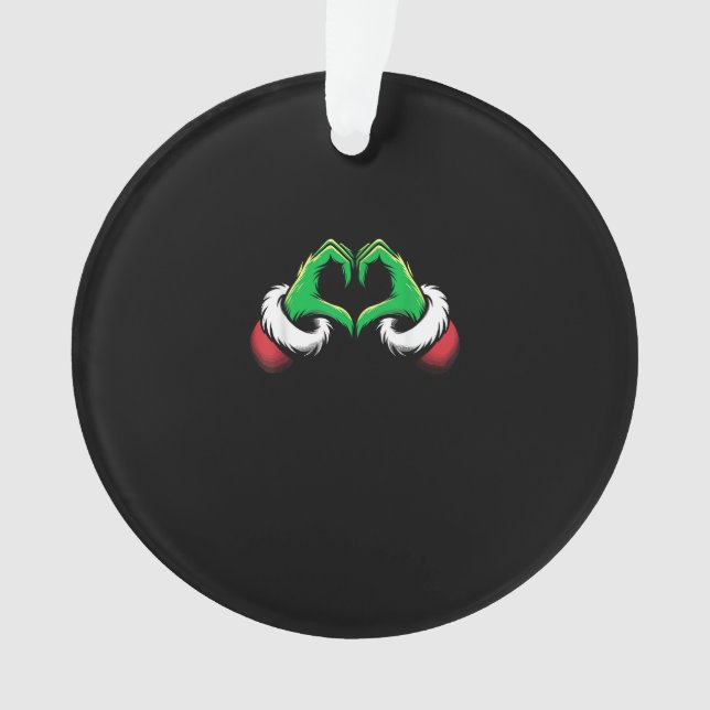 Funny Heart Hands Christmas Ornament (Front)