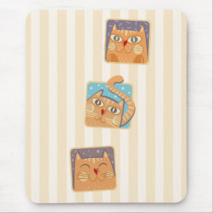 Funny Heart Nose Cats Mousepad