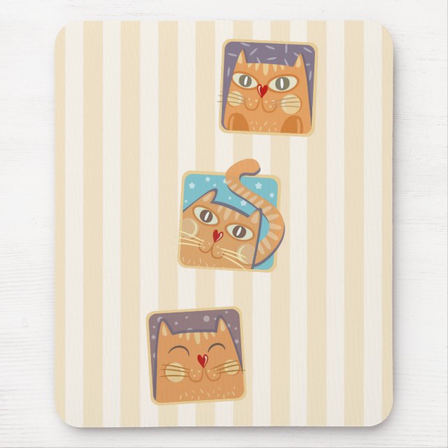 Funny Heart Nose Cats Mousepad (Front)