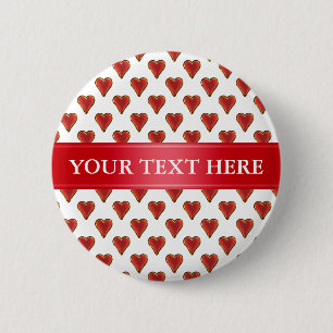 Funny Heart Pattern gold red + your backgr. & text 2 Inch Round Button