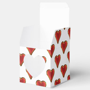 Funny Heart Pattern gold red + your backgr. & text Favor Box