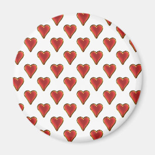 Funny Heart Pattern gold red + your backgr. & text Magnet