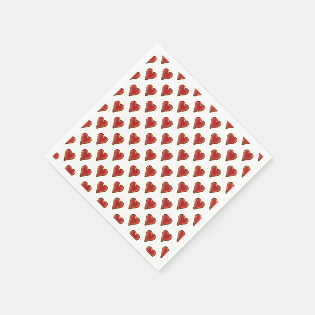 Funny Heart Pattern gold red + your backgr. & text Napkin (Corner)