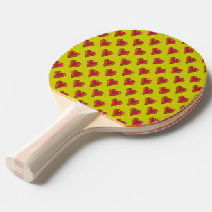 Funny Heart Pattern gold red + your backgr. & text Ping Pong Paddle