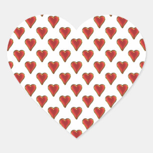 Funny Heart Pattern gold red + your backgr. & text Sticker